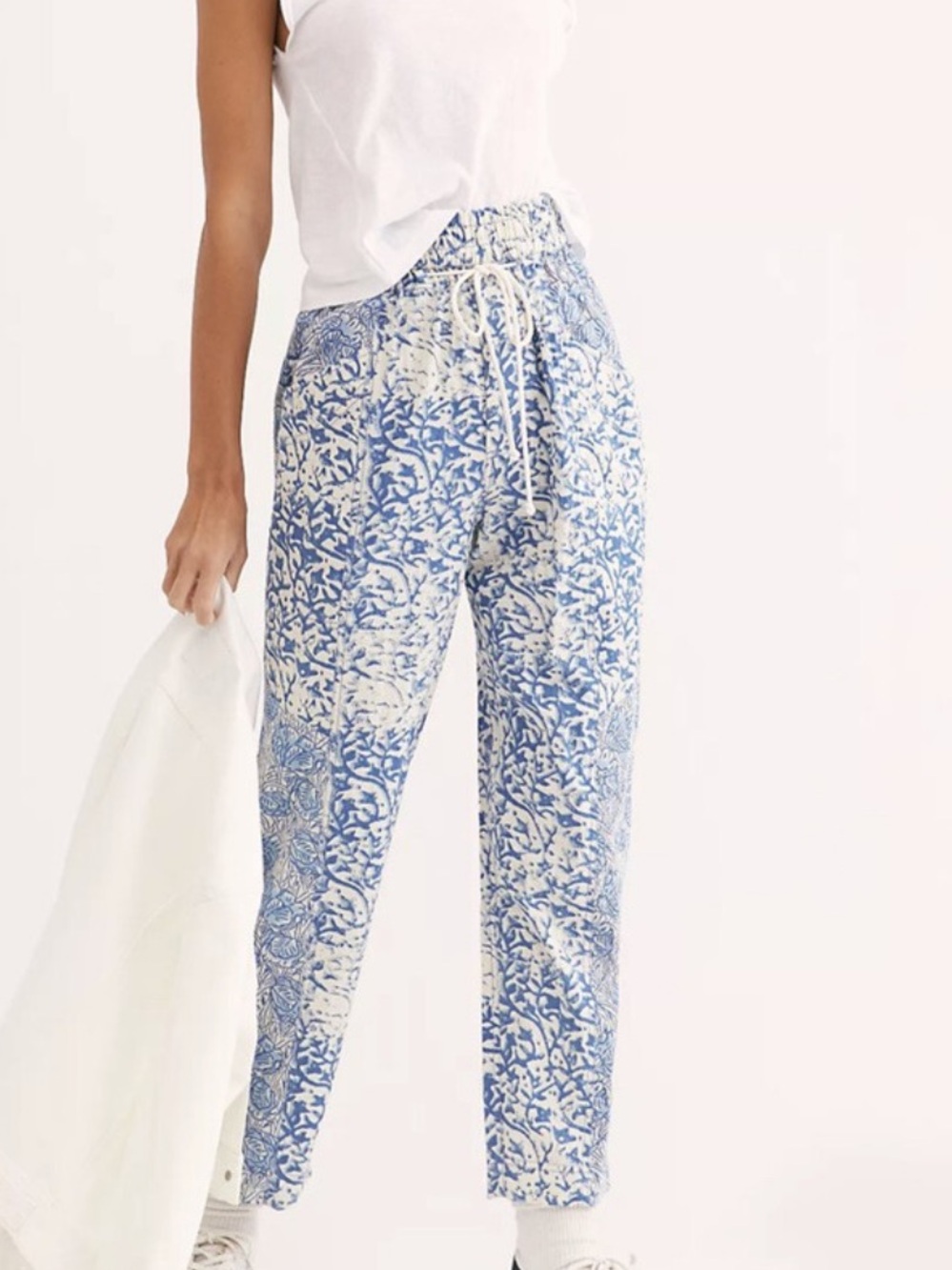 Free People Marfa Nights High-Rise Blue Cotton Printed Pants Size XS - Picture 1 of 5